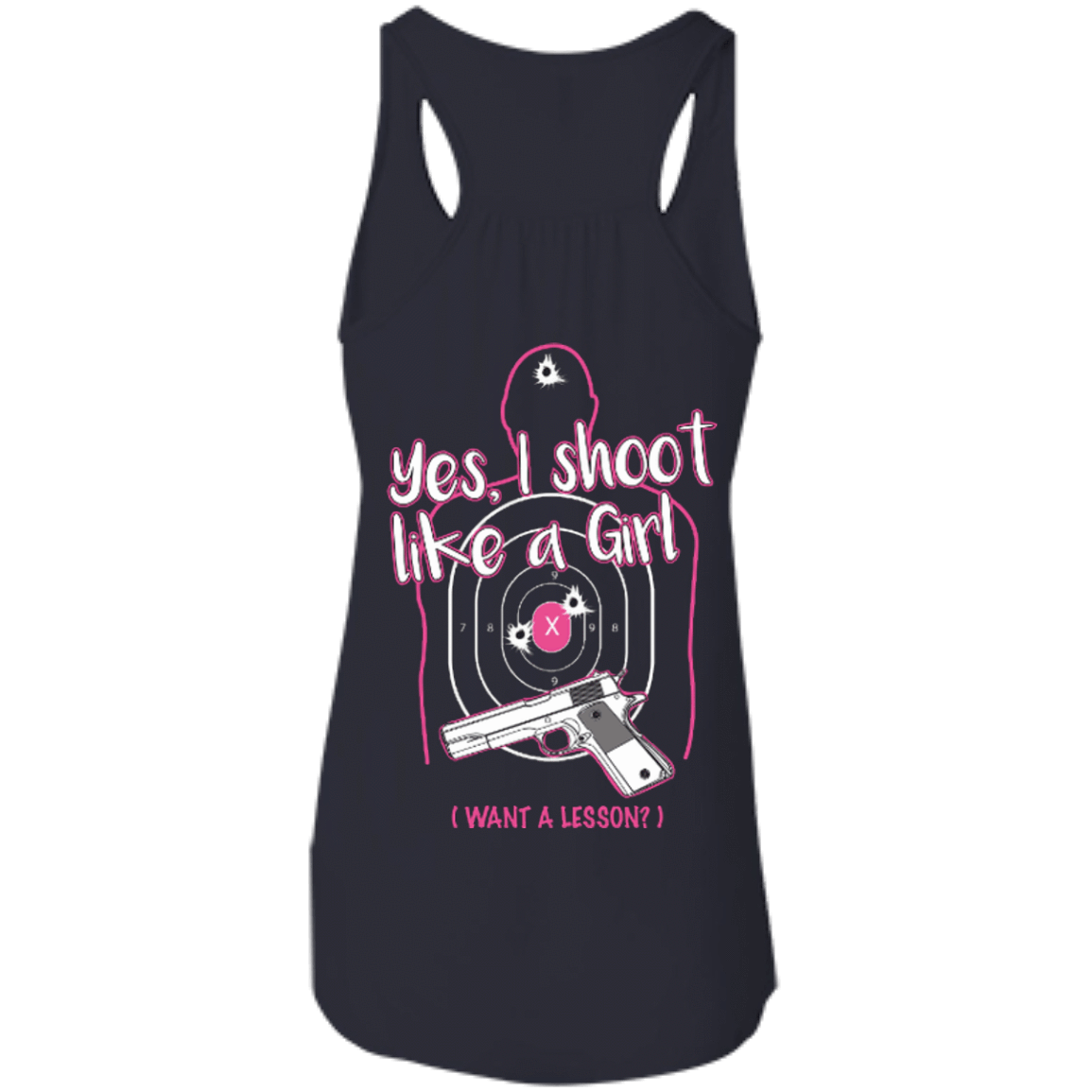 I Shoot Like A Girl-T-Shirt & Hoodie-Women's Flowy Racerback Tank-Midnight