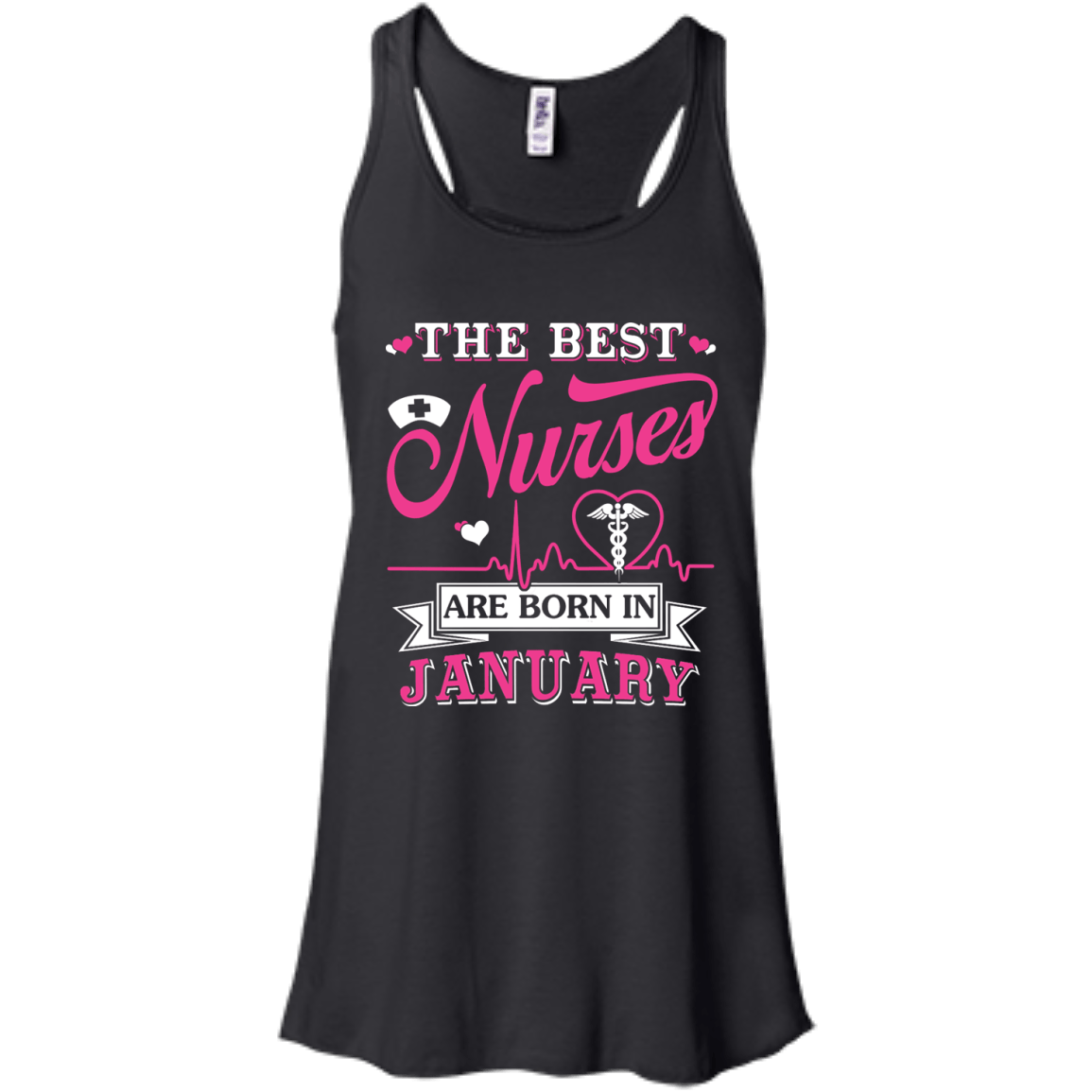 The Best Nurses Are Born In January-T-Shirt & Hoodie-Women's Flowy Racerback Tank-Black