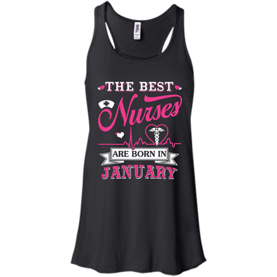 The Best Nurses Are Born In January-T-Shirt & Hoodie-Women's Flowy Racerback Tank-Black