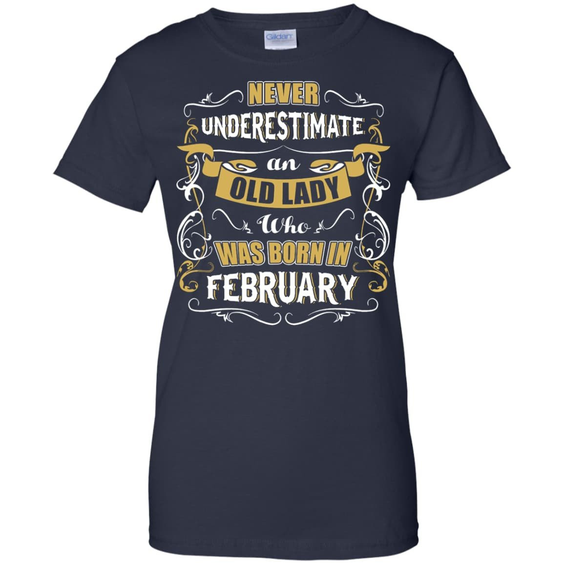 An Old Lady Who Was Born In February-T-Shirt & Hoodie-Women's T-Shirt-Navy