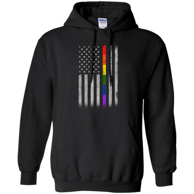 Rainbow Lesbian Gay Pride LGBT America Flag-T-Shirt & Hoodie-Pullover Hoodie-Black