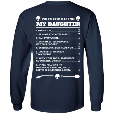 Rules For Dating My Daughter Funny-T-Shirt & Hoodie-Long Sleeve T-Shirt-Navy