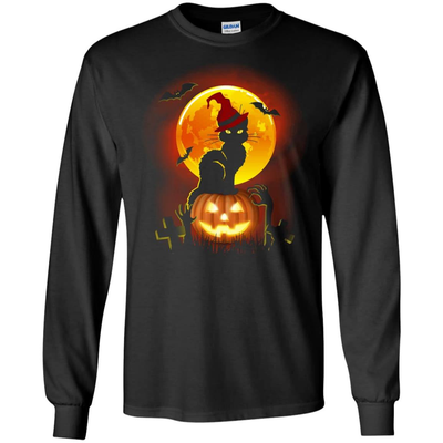 Happy Halloween Cat-T-Shirt & Hoodie-Long Sleeve T-Shirt-Black
