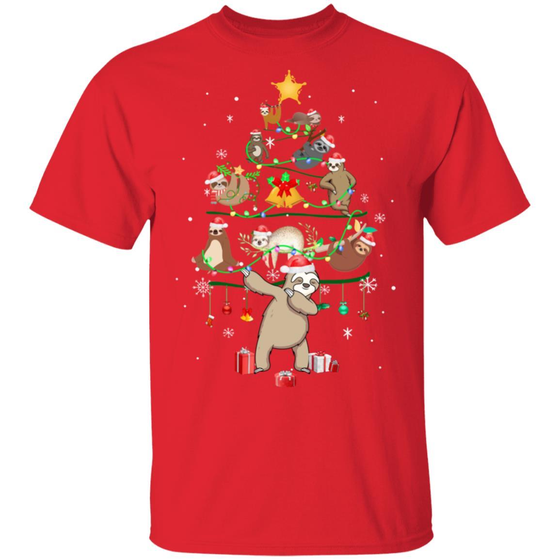 Sloth Christmas Tree Lights Funny Sloth Xmas Gift-T-Shirt & Sweatshirt-Classic T-Shirt-Red