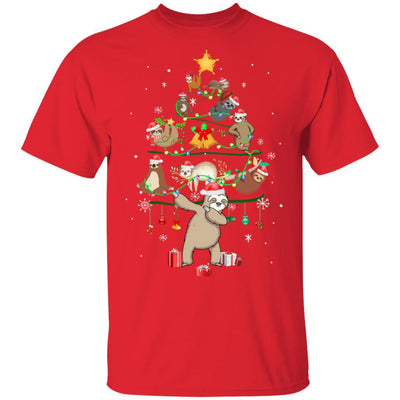 Sloth Christmas Tree Lights Funny Sloth Xmas Gift-T-Shirt & Sweatshirt-Classic T-Shirt-Red