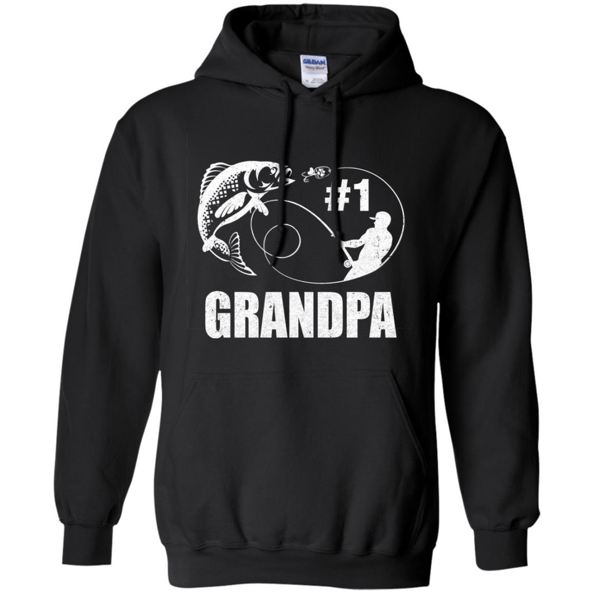 #1 Grandpa Fishing Fisherman Best Fathers Day Gift-T-Shirt & Hoodie-Pullover Hoodie-Black