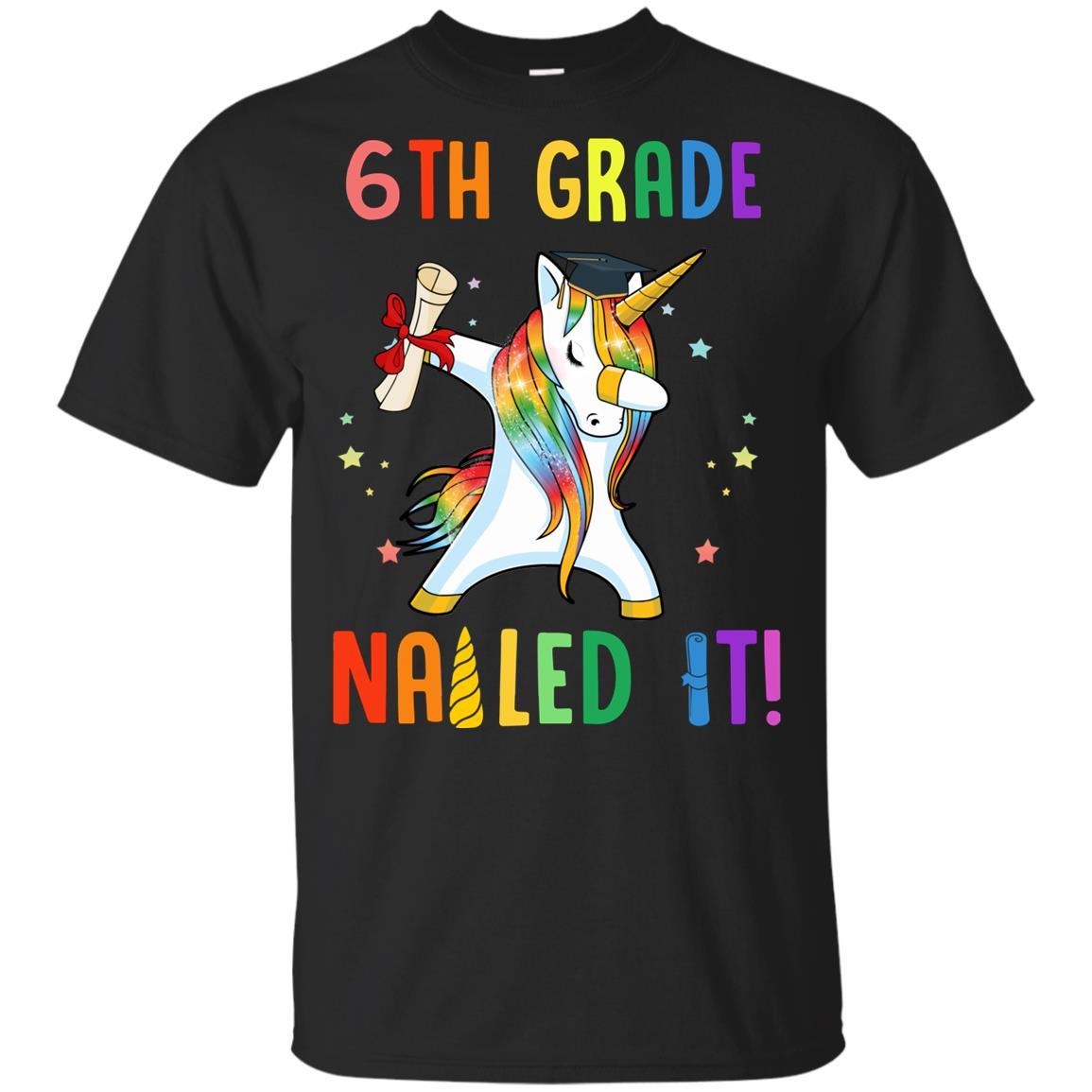 Dabbing 6th Grade Unicorn Nailed It Graduation Class Of 2021 Youth-Youth Shirt-Youth T-Shirt-Black