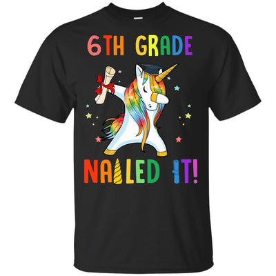 Dabbing 6th Grade Unicorn Nailed It Graduation Class Of 2021 Youth-Youth Shirt-Youth T-Shirt-Black