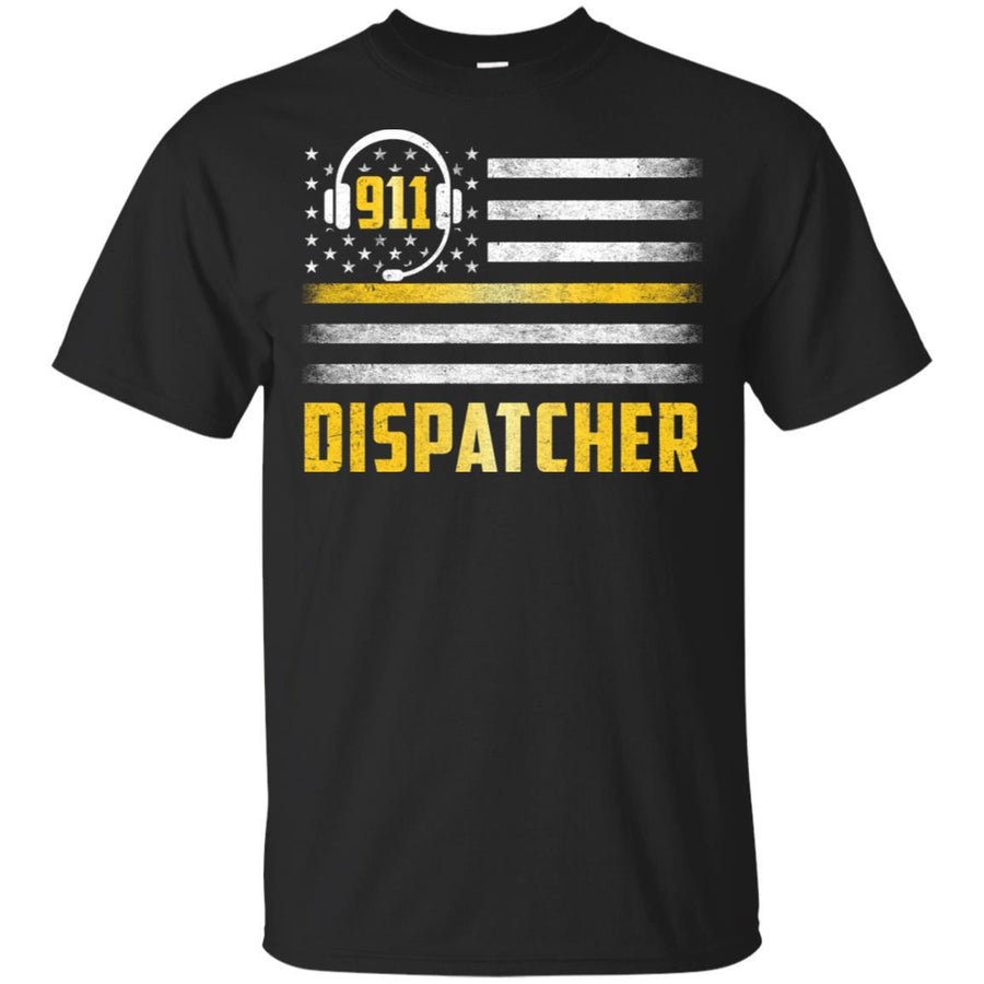 Vintage Thin Gold Line 911 Dispatcher USA Flag-T-Shirt & Hoodie-Classic T-Shirt-Black