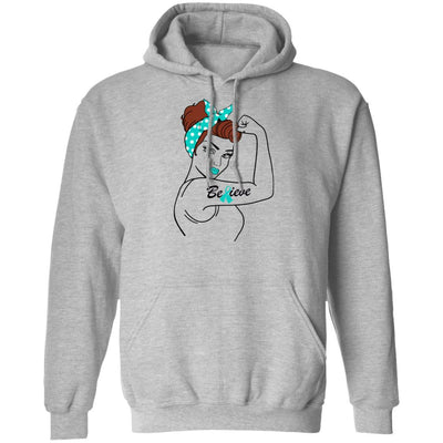 Support Ovarian Cancer Awareness Warrior Believe-T-Shirt & Hoodie-Pullover Hoodie-Sport Grey