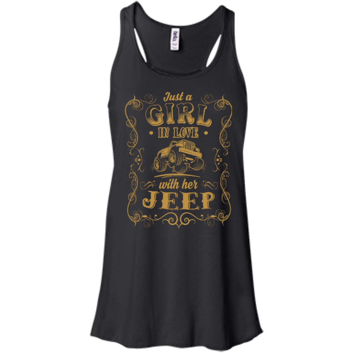 Just A Girl In Love With Her Jeep-T-Shirt & Hoodie-Women's Flowy Racerback Tank-Black