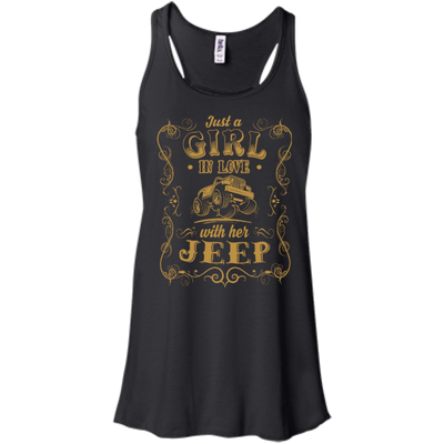 Just A Girl In Love With Her Jeep-T-Shirt & Hoodie-Women's Flowy Racerback Tank-Black