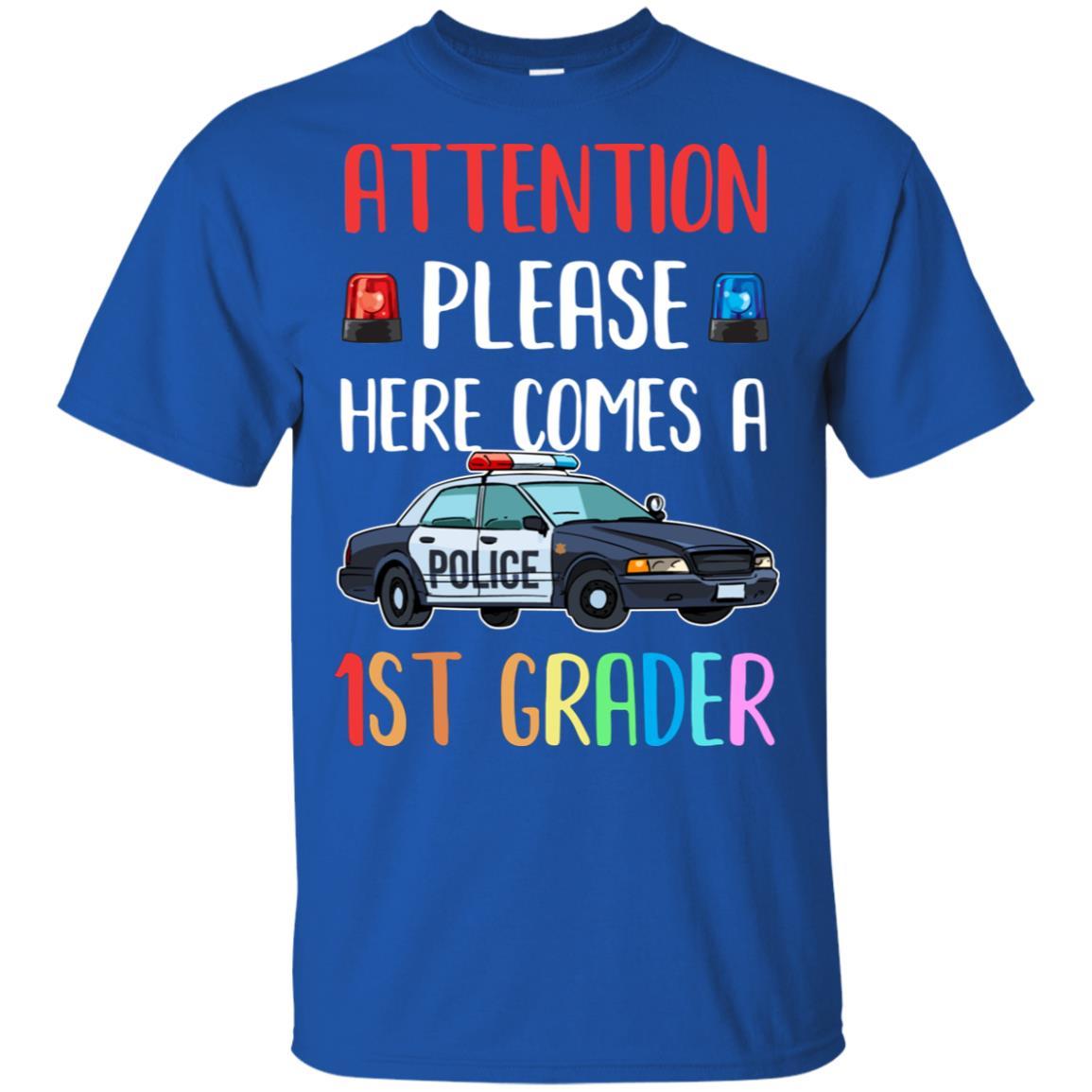 Kids First Day Of School 2021 1st Grade Police Attention Please Youth-T-Shirt & Hoodie-Youth T-Shirt-Royal