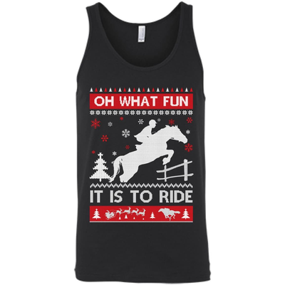 Horse Sweater Christmas Oh What Fun It Is To Ride-T-Shirt & Hoodie-Unisex Tank-Black