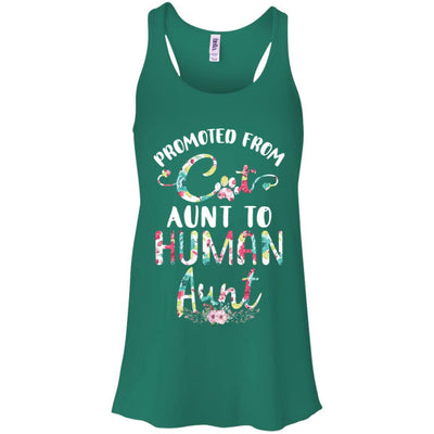 Floral Promoted From Cat Aunt To Human Aunt Gift-T-Shirt & Tank Top-Women's Flowy Racerback Tank-Kelly Green