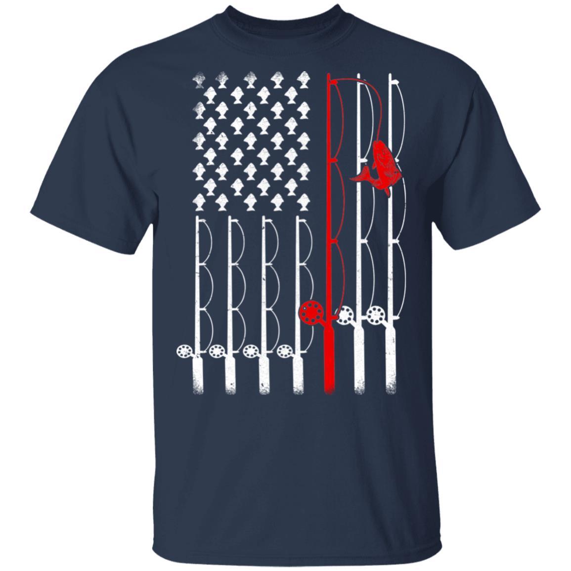 Vintage Fishing Clothes American Flag Bass Fishing-T-Shirt & Hoodie-Classic T-Shirt-Navy