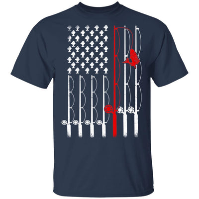 Vintage Fishing Clothes American Flag Bass Fishing-T-Shirt & Hoodie-Classic T-Shirt-Navy