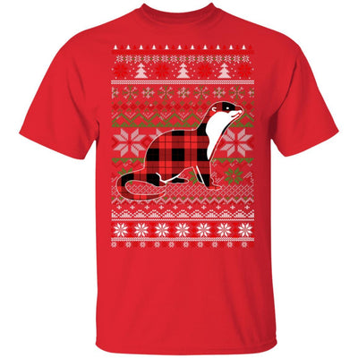 Otter Red Plaid Ugly Christmas Sweater Funny Gifts-T-Shirt & Sweatshirt-Classic T-Shirt-Red