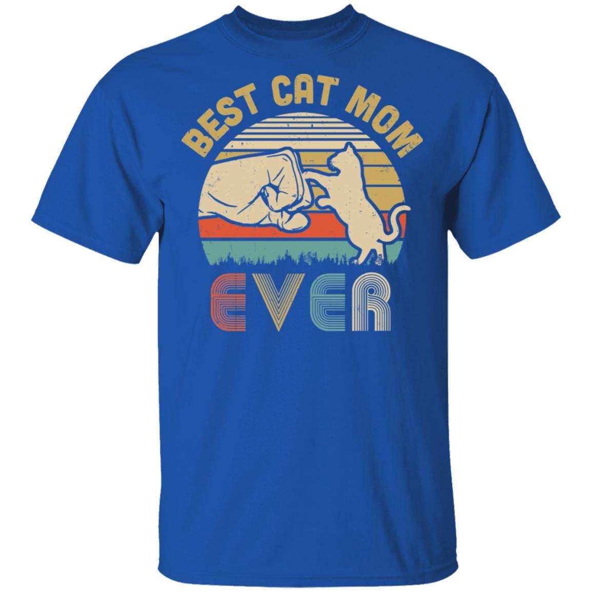 Vintage Best Cat Mom Ever Bump Fit Funny Mom Gifts-T-Shirt & Hoodie-Classic T-Shirt-Royal