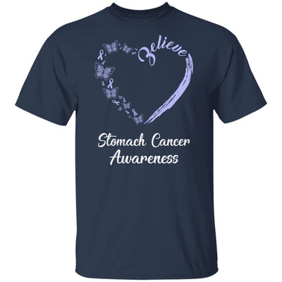 Butterfly Believe Stomach Cancer Awareness Ribbon Gifts-T-Shirt & Hoodie-Classic T-Shirt-Navy