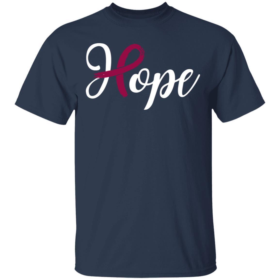 Multiple Myeloma Awareness Burgundy Ribbon Hope-T-Shirt & Hoodie-Classic T-Shirt-Navy