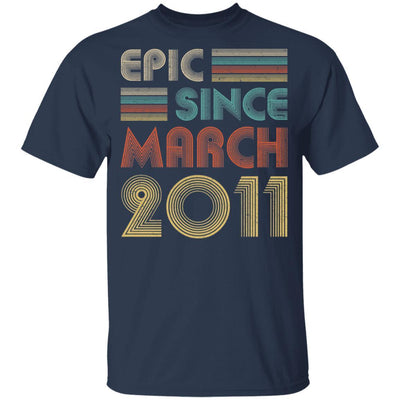Epic Since March 2011 Vintage 10th Birthday Gifts Youth-Youth Shirt-Youth T-Shirt-Navy