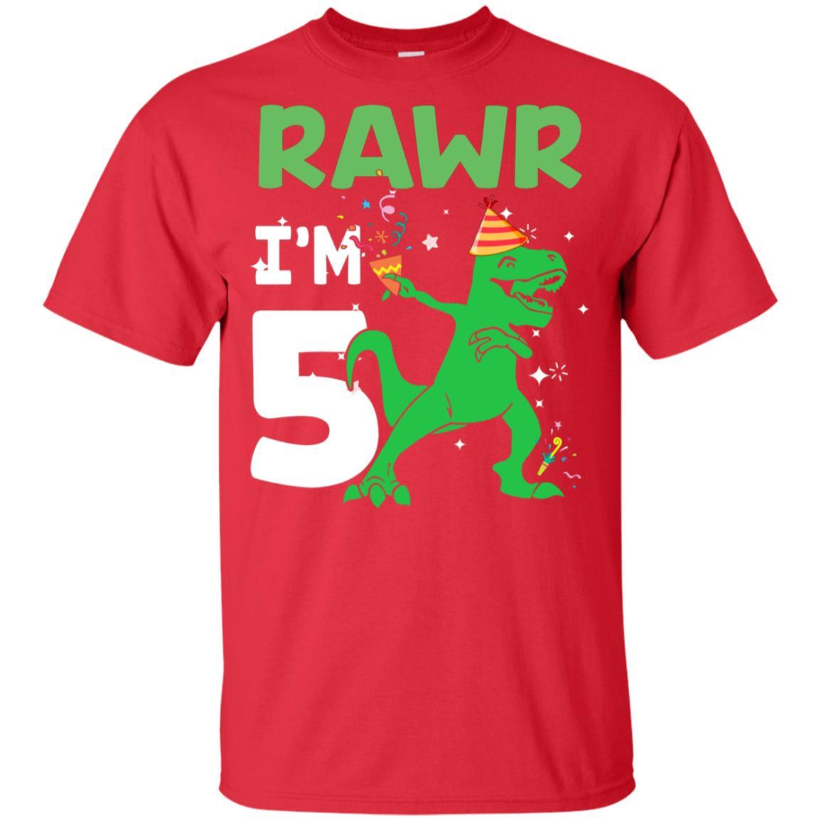 Rawr I'm 7 Birthday Gifts 2014 Dinosaur For Boys Youth-Youth Shirt-Youth T-Shirt-Red