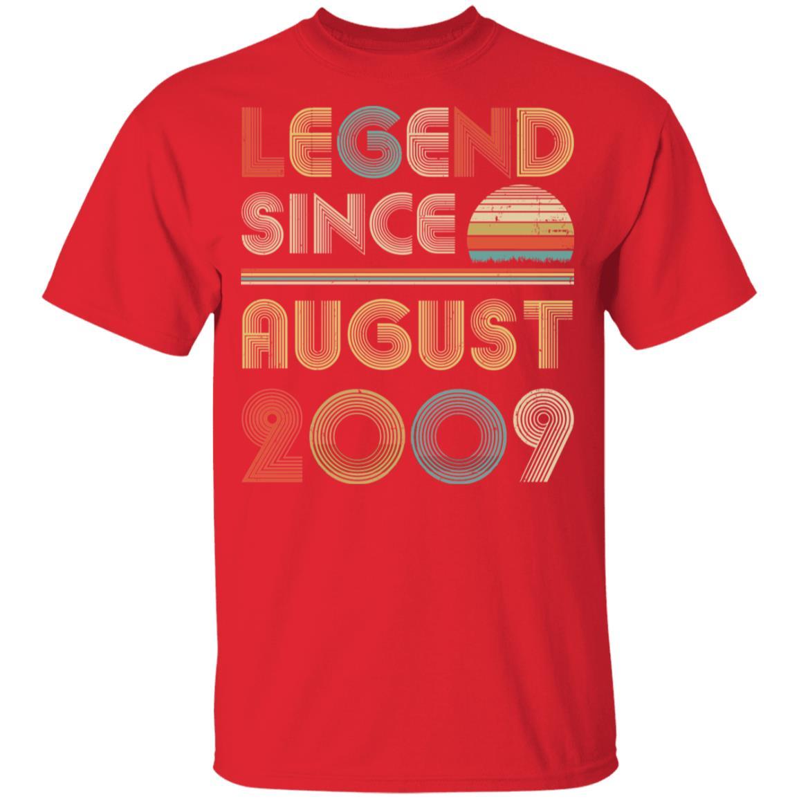 Legend Since August 2009 Vintage 12th Birthday Gifts Youth-Youth Shirt-Youth T-Shirt-Red