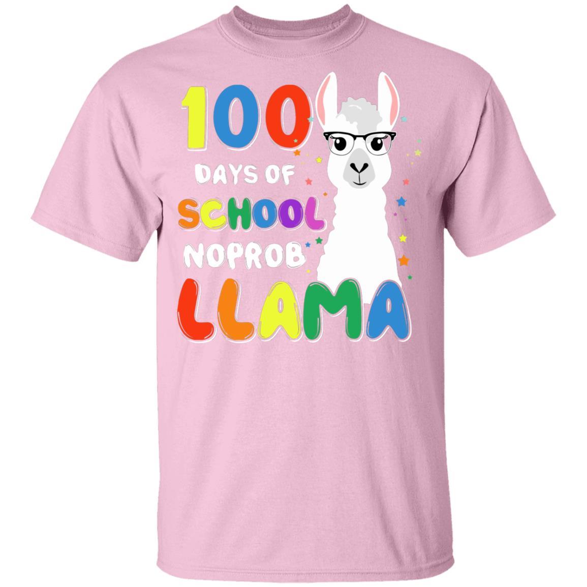 100 Days Of School No Probllama Llama 100Th Day Youth-Youth Shirt-Youth T-Shirt-Light Pink