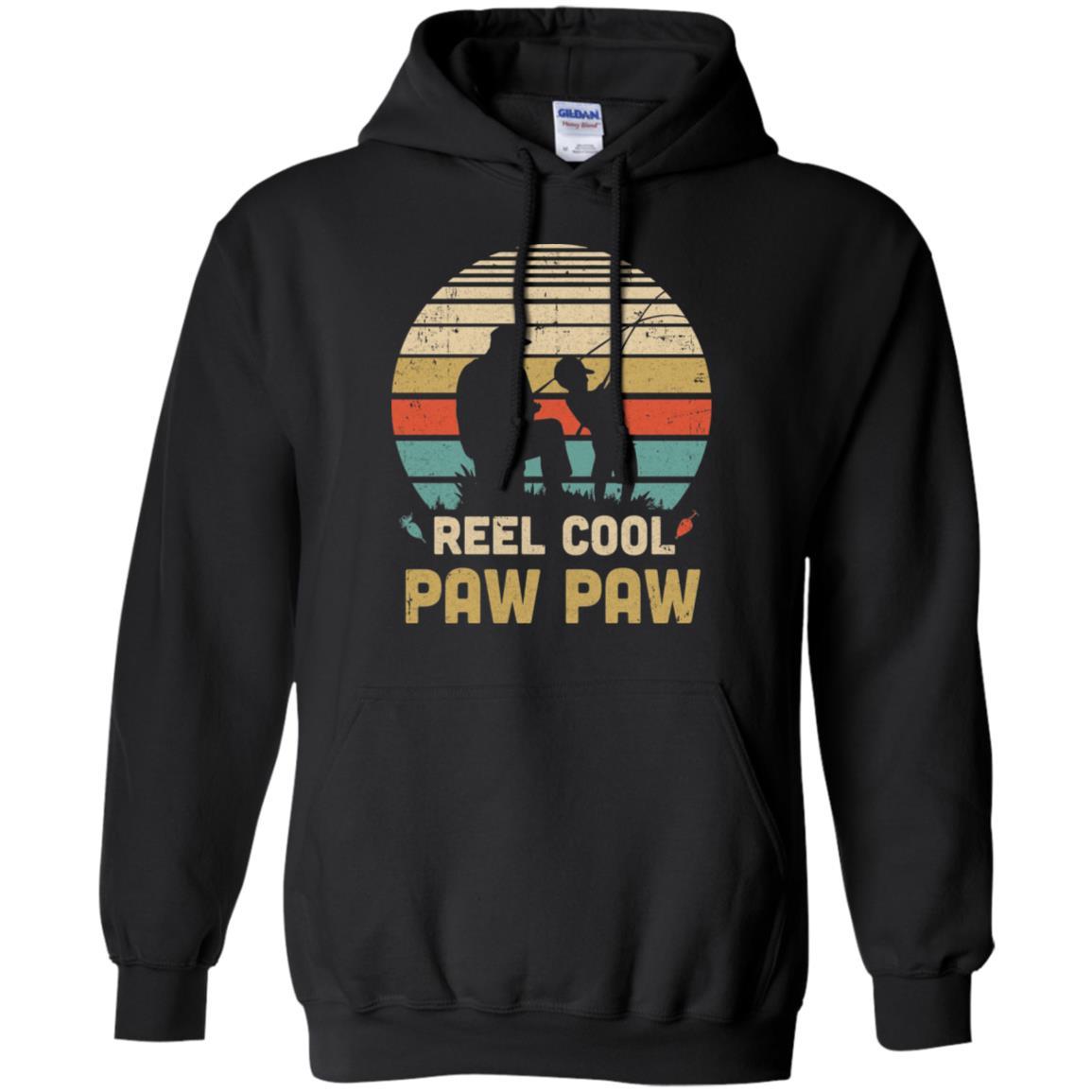 Vintage Father's Day Gift Reel Cool Paw Paw Fishing-T-Shirt & Hoodie-Pullover Hoodie-Black