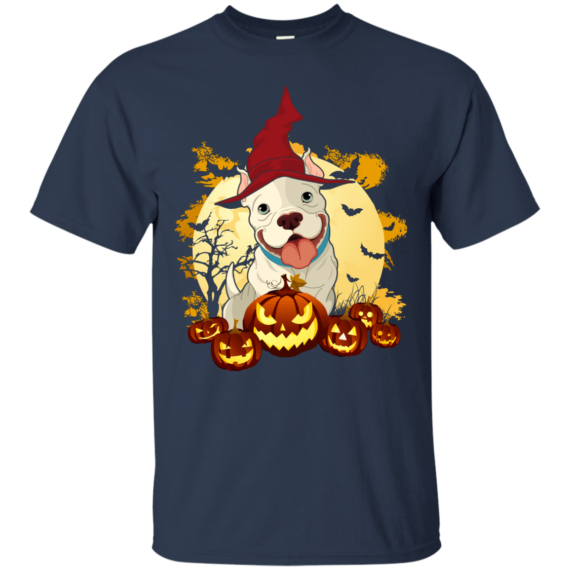 Pitbull Halloween Pumpkin-T-Shirt & Hoodie-Classic T-Shirt-Navy