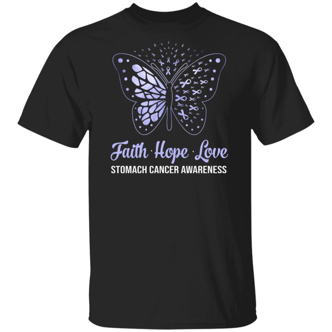 Faith Hope Love Periwinkle Butterfly Stomach Cancer Awareness-T-Shirt & Hoodie-Classic T-Shirt-Black