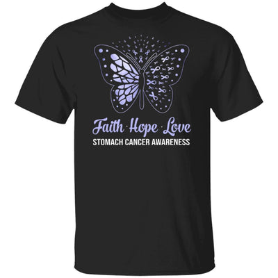 Faith Hope Love Periwinkle Butterfly Stomach Cancer Awareness-T-Shirt & Hoodie-Classic T-Shirt-Black