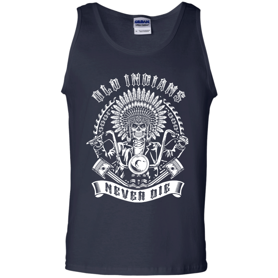 Old Indians Never Die For Biker-T-Shirt & Hoodie-Unisex Tank-Navy