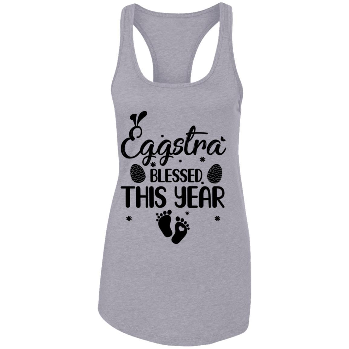 Womens Eggstra Blessed This Year Costume Funny Easter Pregnancy-T-Shirt & Tank Top-Women's Ideal Racerback Tank-Heather Grey