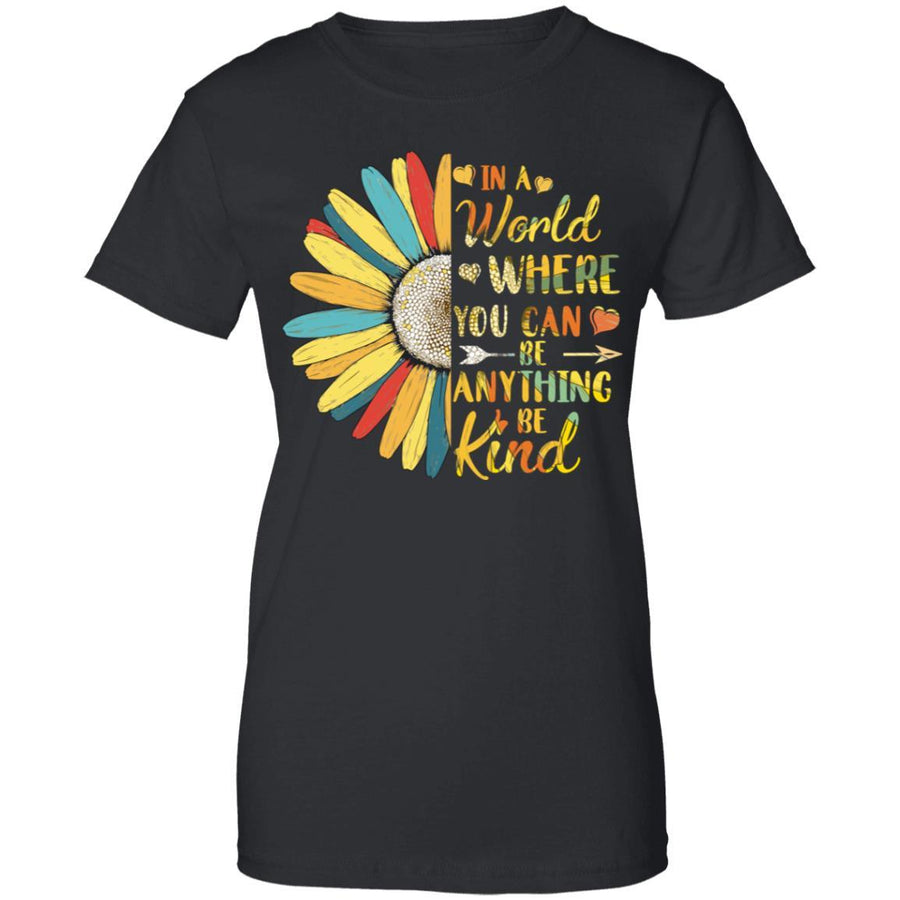 In A World Where You Can Be Anything Be Kind Flower Colorful-T-Shirt & Hoodie-Women's T-Shirt-Black