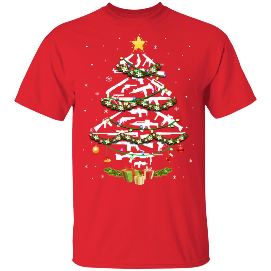 Guns Christmas Tree Ornament Xmas Gift For Gun Lovers-T-Shirt & Sweatshirt-Classic T-Shirt-Red