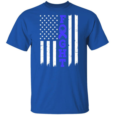 Prostate Colon Cancer Awareness American Flag Distressed-T-Shirt & Hoodie-Classic T-Shirt-Royal