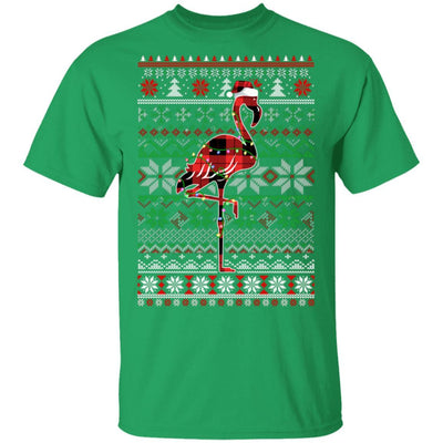 Red Plaid Buffalo Flamingo Pajamas Christmas Sweater-T-Shirt & Sweatshirt-Classic T-Shirt-Irish Green