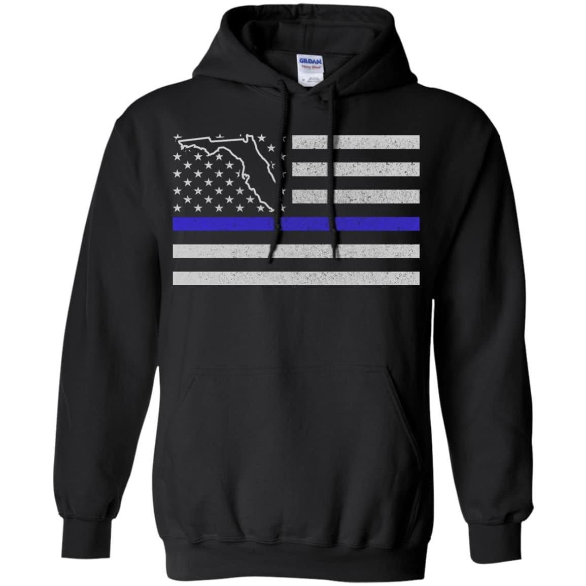 Florida Thin Blue Line Police State-T-Shirt & Hoodie-Pullover Hoodie-Black