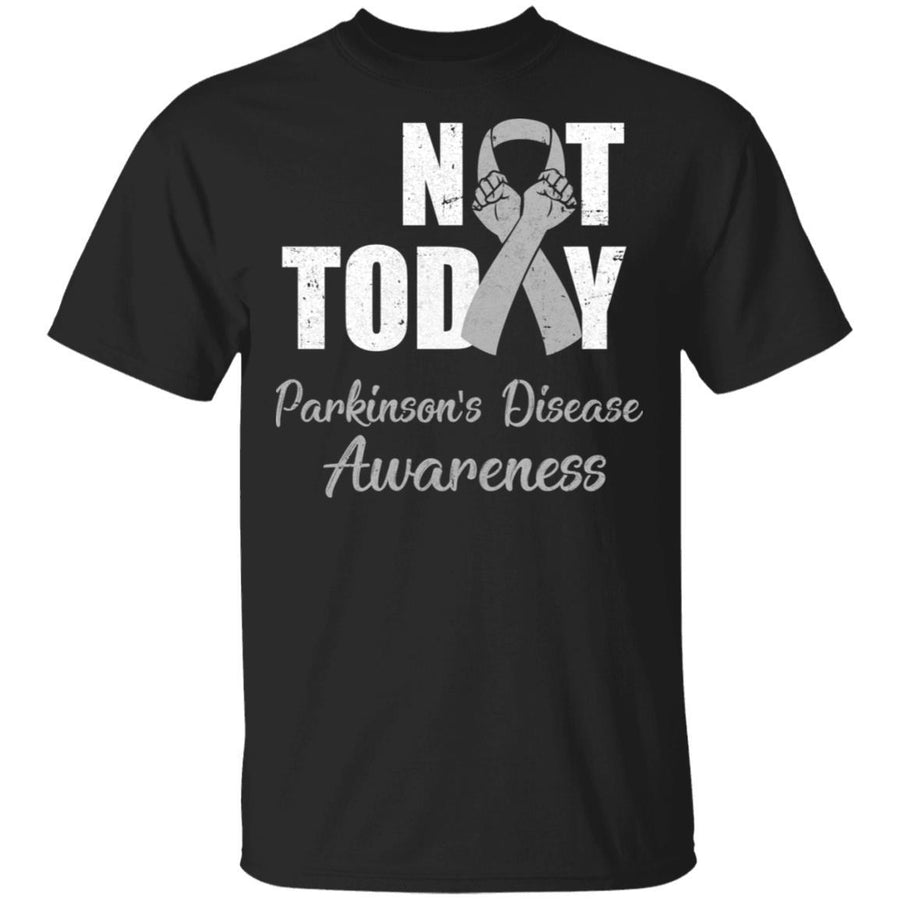 Support Parkinson's Disease Awareness Gray Ribbon Not Today-T-Shirt & Hoodie-Classic T-Shirt-Black