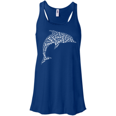 I Love Dolphin-T-Shirt & Hoodie-Women's Flowy Racerback Tank-True Royal