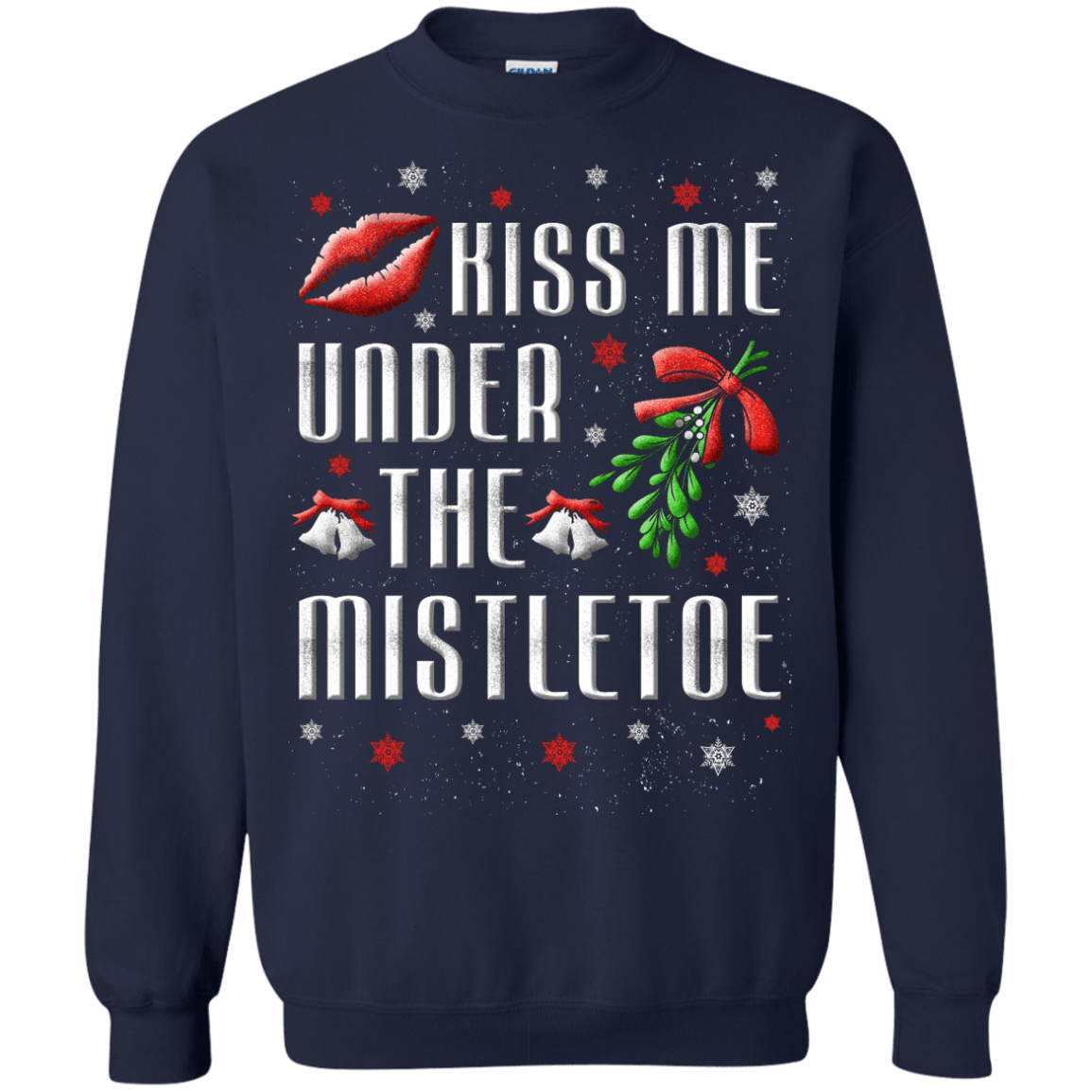 Kiss Me Under The Mistletoe-T-Shirt & Hoodie-Crewneck Sweatshirt-Navy