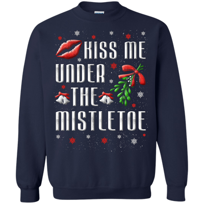 Kiss Me Under The Mistletoe-T-Shirt & Hoodie-Crewneck Sweatshirt-Navy