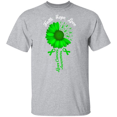 Faith Hope Love Green Liver Cancer Awareness-T-Shirt & Hoodie-Classic T-Shirt-Sport Grey