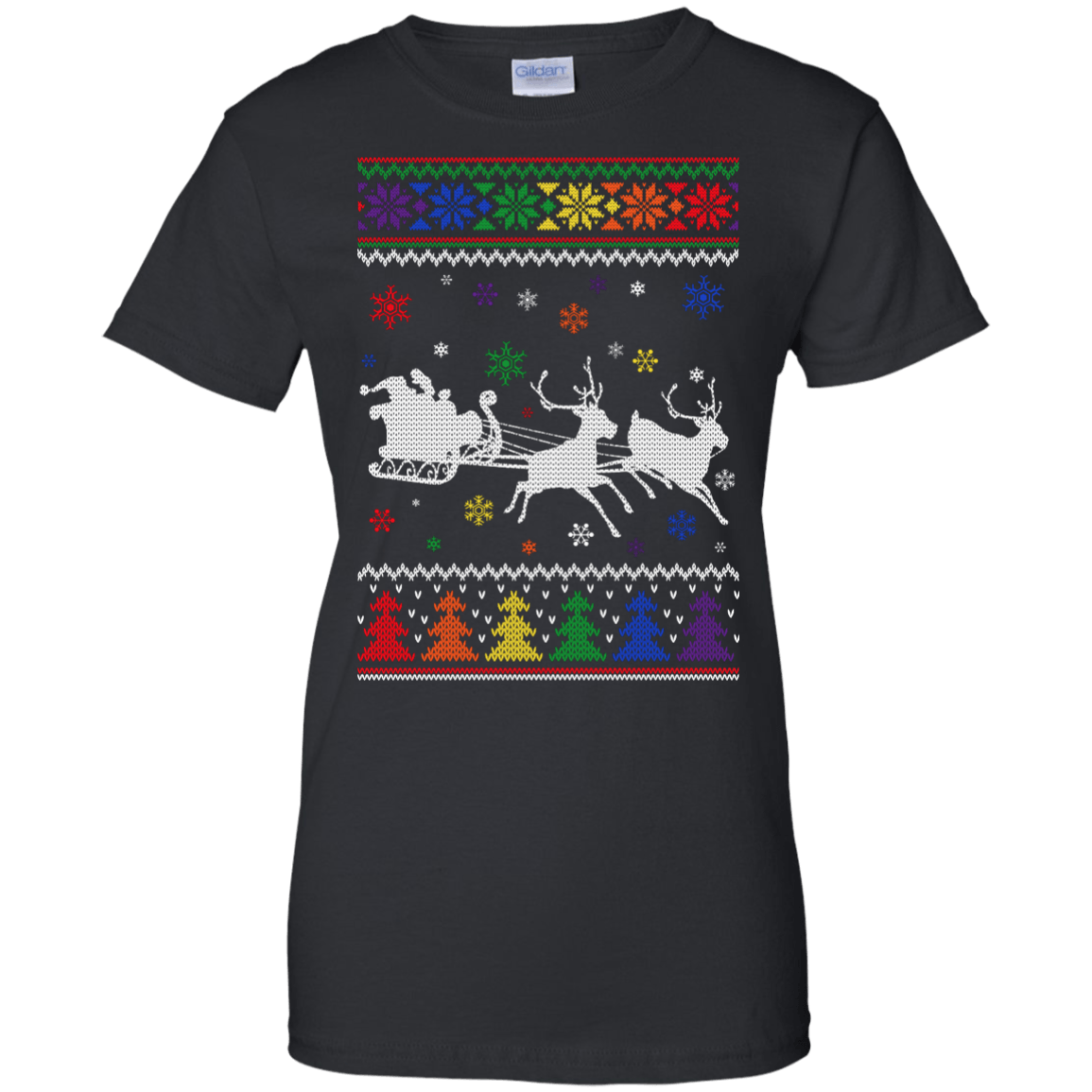 Rainbow Christmas Through The Snow Together-T-Shirt & Hoodie-Women's T-Shirt-Black