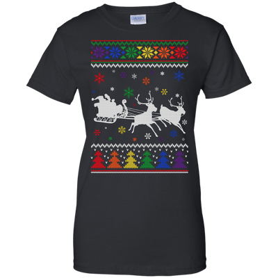 Rainbow Christmas Through The Snow Together-T-Shirt & Hoodie-Women's T-Shirt-Black
