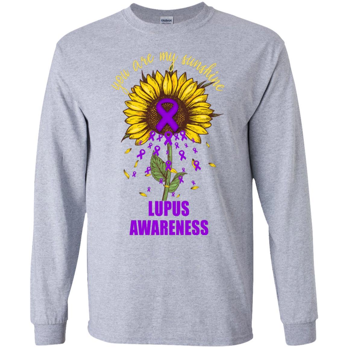 You Are My Sunshine Lupus Awareness-T-Shirt & Hoodie-Long Sleeve T-Shirt-Sport Grey