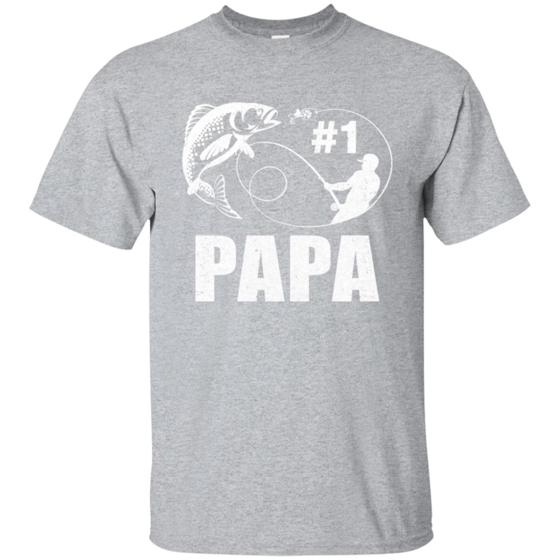 #1 Papa Fishing Fisherman Best Fathers Day Gift-T-Shirt & Hoodie-Classic T-Shirt-Sport Grey