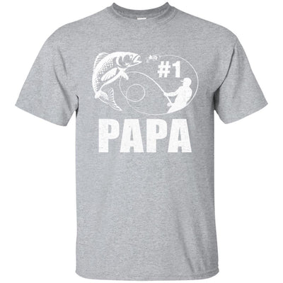 #1 Papa Fishing Fisherman Best Fathers Day Gift-T-Shirt & Hoodie-Classic T-Shirt-Sport Grey
